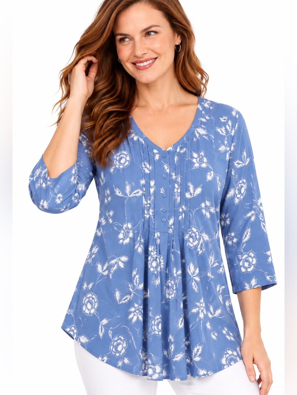 NWT Pintuck blouse 3/4 sleeve